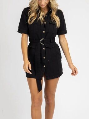 Fore Black Denim Mini Dress